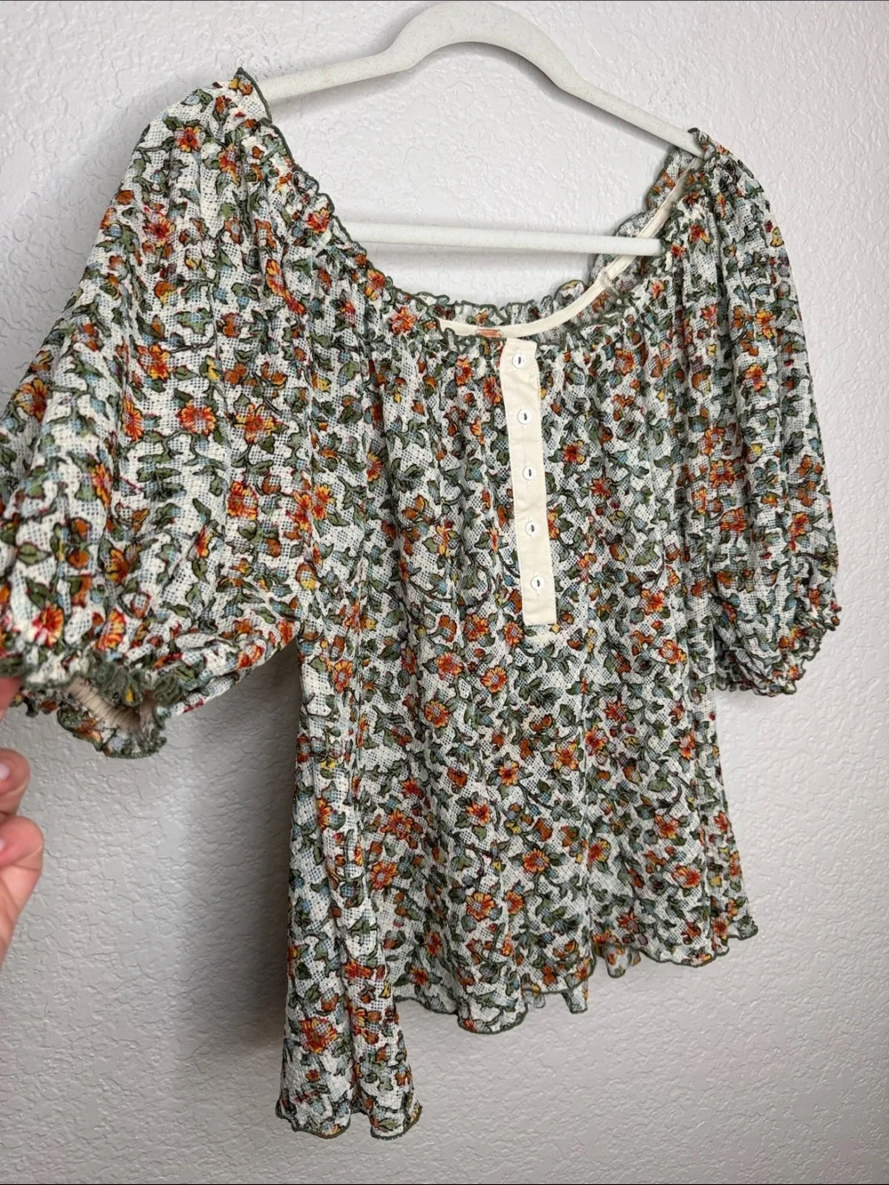 Free People Astra Peasant Top Floral Daisy Medium Summer Lightweight - Picture 4 of 8